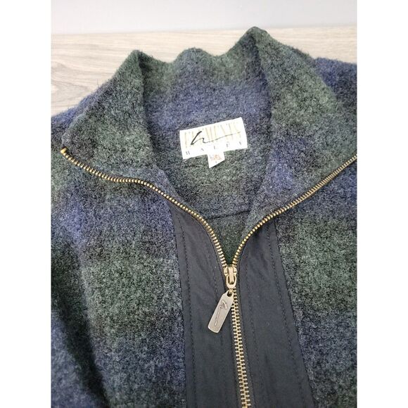 VTG Elements Haley Mens L Blue Green Wool Blend Made In USA Quarter‎ Zip Pockets - Picture 4 of 8